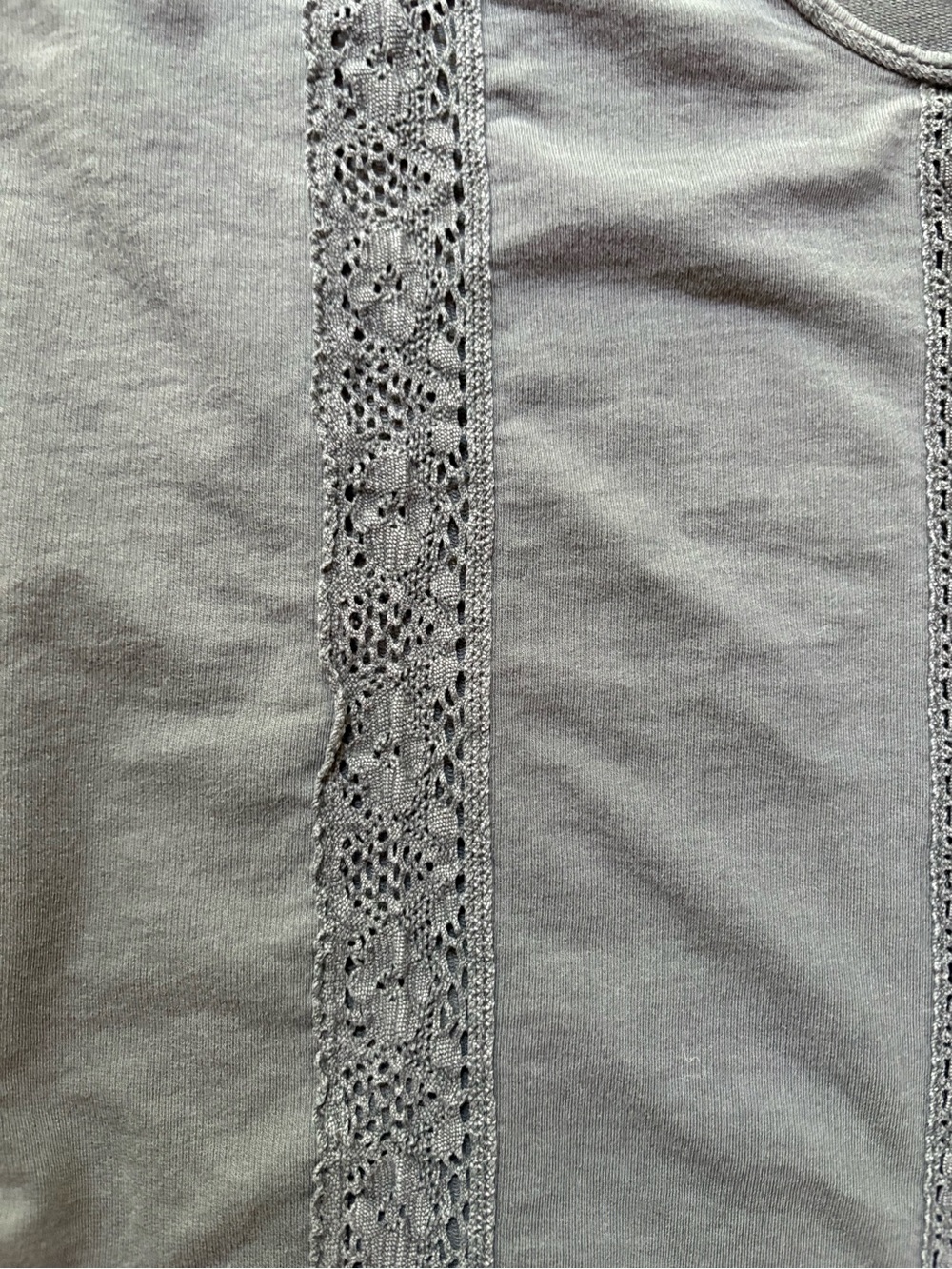 Aerie Crochet Lace Button Front Cropped Oversized Top Charcole Size XLarge